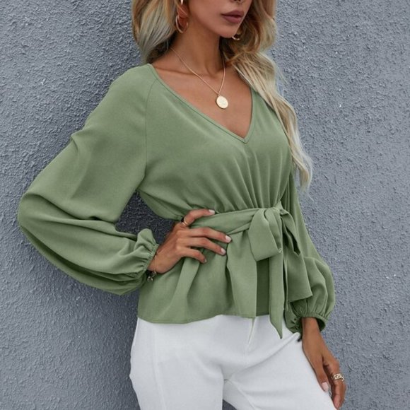 Chic as Ever Belted Peplum Top MORE COLORS - Picture 6 of 8